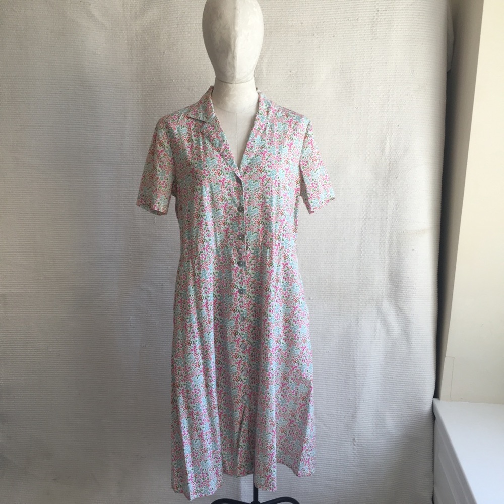Vintage 70s OS Cotton Floral Printed Day Dress - Picture 6 of 8